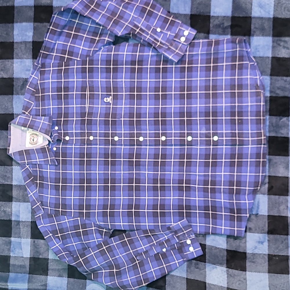 Y2k. Cinch. 100% Cotton. Thick button-up. Heavy Starched. Men's size Large.